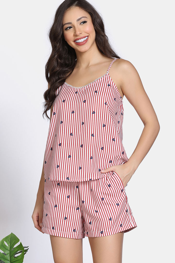 Zivame 2 Mile Fashion Woven Short Set - Antique White — image 3